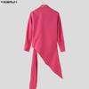INCERUN Spring Men Lapel Neck Long Sleeve Irregular Twisted Casual Shirts Tops