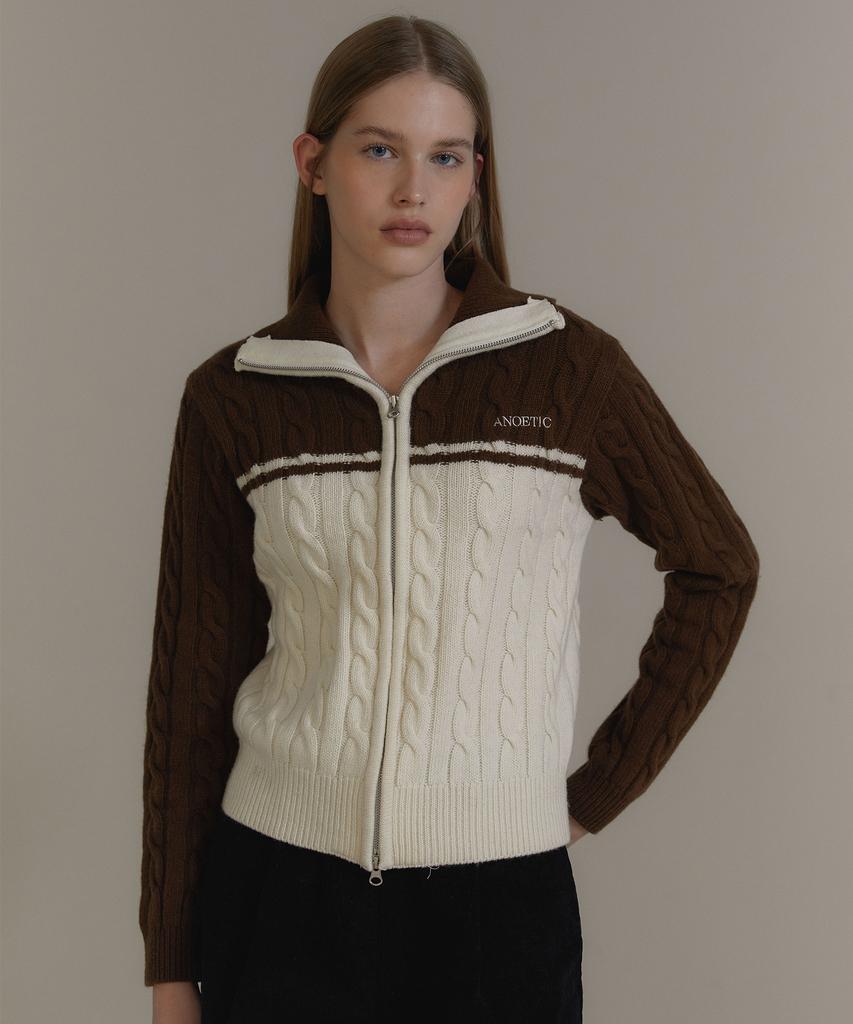 Anoetic Anc Two-Way Coloring Zip-Up_Brown