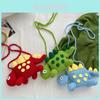 Adorável Mini Bolsa Transversal de Pelúcia de Dinossauro de Desenho Animado para Crianças com Design Feito à Mão
