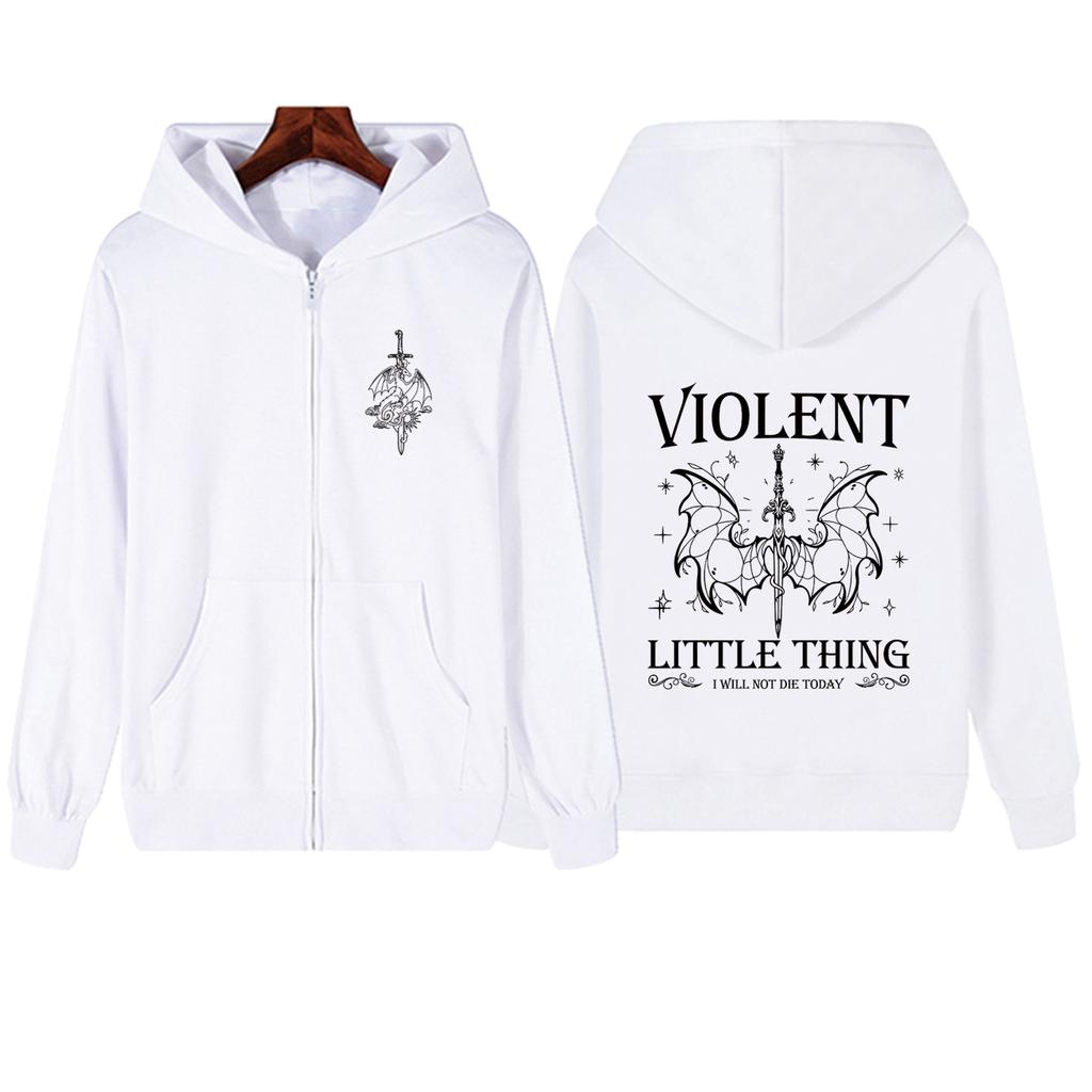 Violent Little Thing Zipper Hoodie Harajuku Pullover Tops Streetwear Fourth Wing Fan Gift V-Neck Sweatshirts Dragon Rider