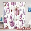 2pcs,Curtains Cute Snowmen Gifts Floral Chic Curtains Digital Printed Prints Light Filtering Curtains Decorations Ldeal for