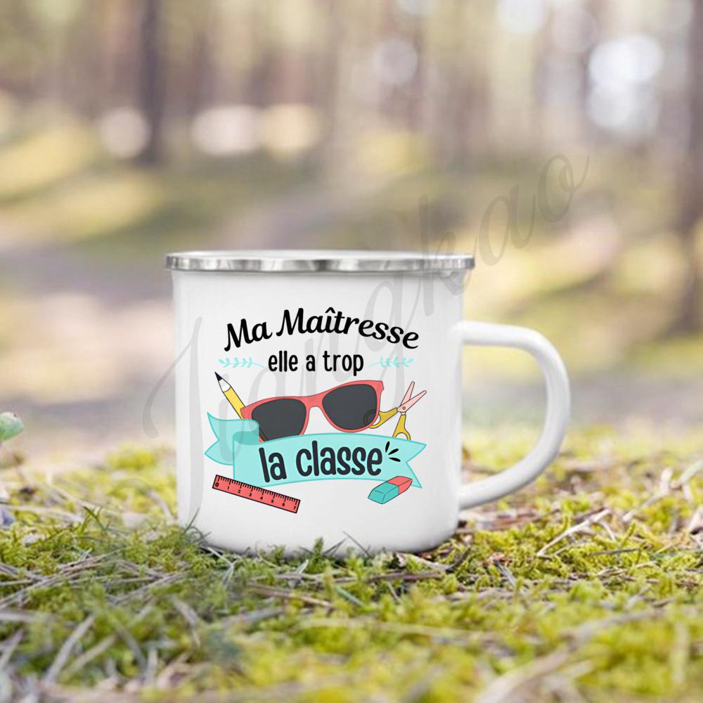 Mistresse Maitre On Vacation Print Enamel Coffee Mug Drinks Milk Cup Camping Mugs Graduate Teacher's Day Thanks Gift for Teacher