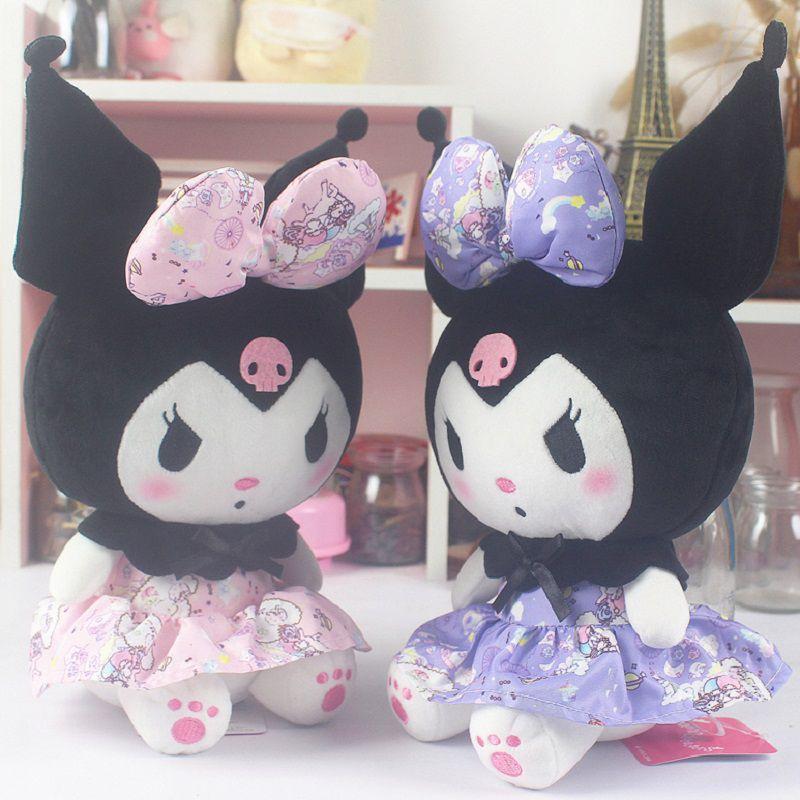 Adorable 20cm Kuromi Character Stuffed Animal With Floral Dress For Anime Fans