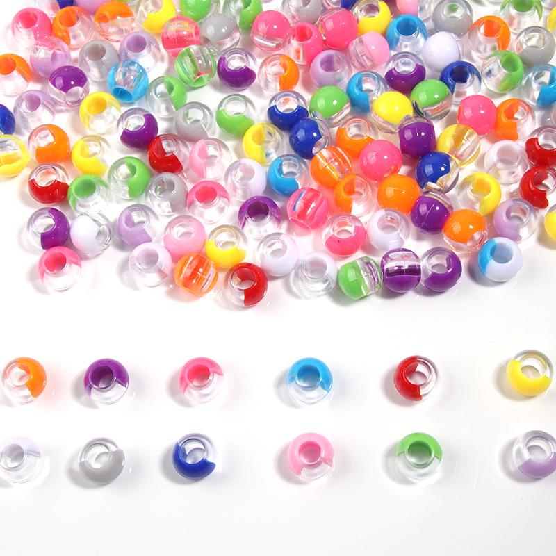 Two-Tone Gradient Plastic Large Hole Beads for Hair and Dreadlock Decoration