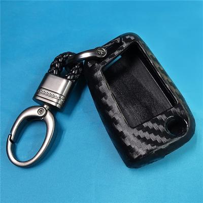 Car Key Case Cover for Volkswagen VW Golf 7 GTI R MK7 Tiguan Carbon Fiber Silica Gel Car Key Bag Shell Holder Fob Keyring Keychain