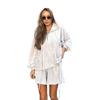 European and American Women Clothes Street Fashion Long Sleeve Hood Lace-up Sports Loose Cardigan Shorts Leisure Two-piece Set Suit