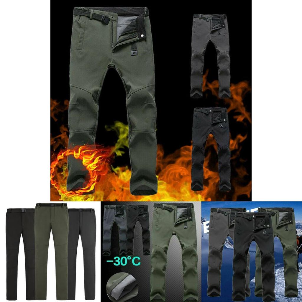Winter Mens Thick Work Pants Windproof Tactical Outdoor Fleece Trousers Thermal