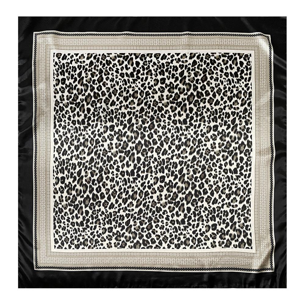 90cm Leopard-print Silk Scarf / Headscarf for Women – Versatile Rayon Satin Large Scarf