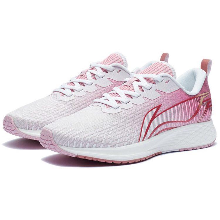 Li Ning Fabric Slip Resistant And Breathable Low top Running Shoes Women's White Red ARMR022-7