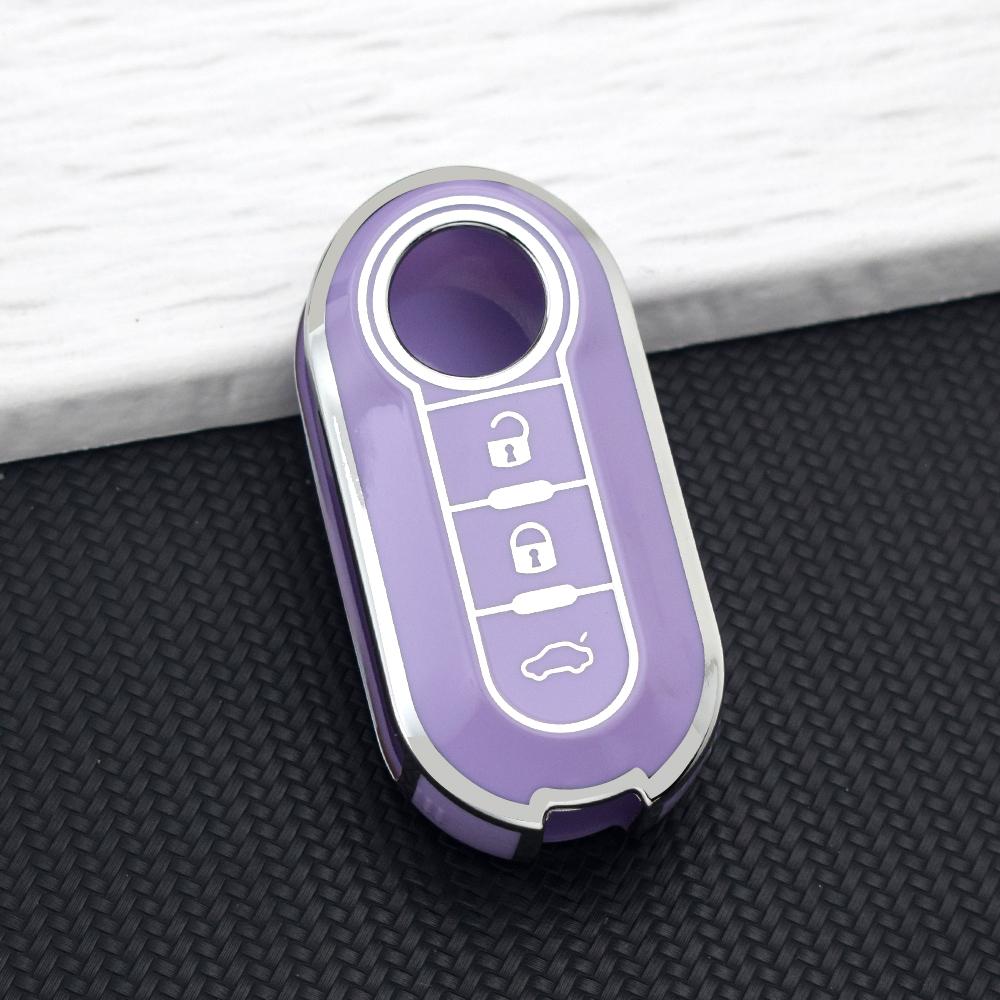 Car Key Case for FIAT Panda 500 Punto Ducato Lancia Musa Citroen Jumper Peugeot Boxer TPU Flip Cover Keychain Auto Accessories