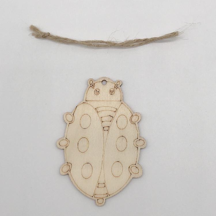 Creative Cartoon Wood Slice Pendant with Hemp Rope for DIY Christmas Tree Decoration Crafts
