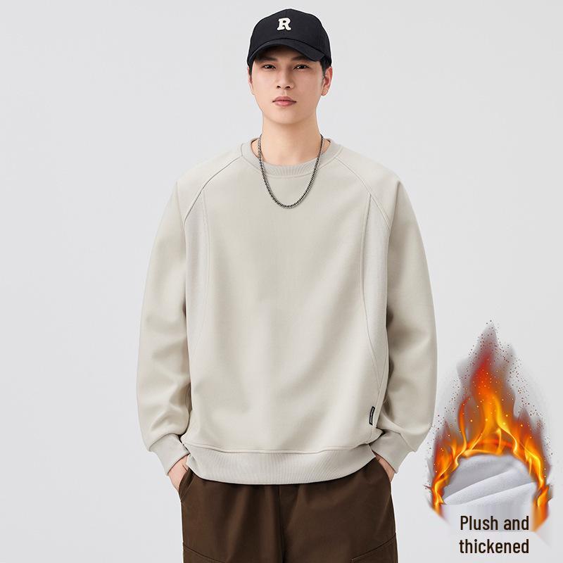 Men's Autumn Trendy Patchwork Round Neck Loose Casual Hoodie Long Sleeve Top