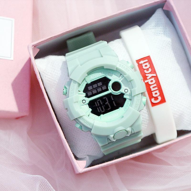 2019 Men's Trendy Waterproof Harajuku Style Matcha Green Sports Electronic Watch