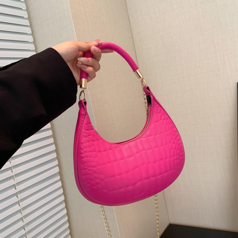 Einfarbige Temperament-Damentasche 2025 Trend Koreanische Version Sommer Neue Lässige Achseltasche Lässige Schulter-Sichelmondtasche