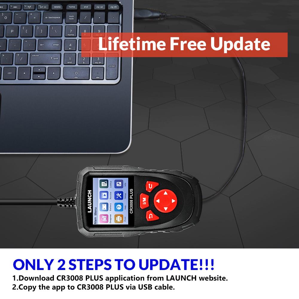 LAUNCH X431 CR3008 PLUS Kompletní OBD2 diagnostické nástroje Auto OBD OBD2 Automobilový skener Kontrola motoru Baterie Bezplatná aktualizace Online