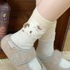 New Spring/autumn Mid-calf Socks Cute Comfortable Flocked Cat-themed Seamless Socks for Women