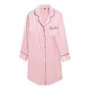 Nachtwäsche Langarm-Nachthemd Satin Sleepshirt Knopfleiste Pyjama Top für Damen
