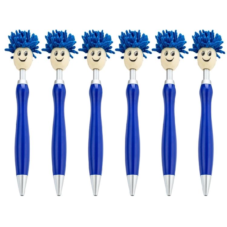 

6pcs 1.0mm Mop Head Pen Smooth Writing Pen Black Ink Stationery Pen Retractable Ballpoint Pen for School темно-синий