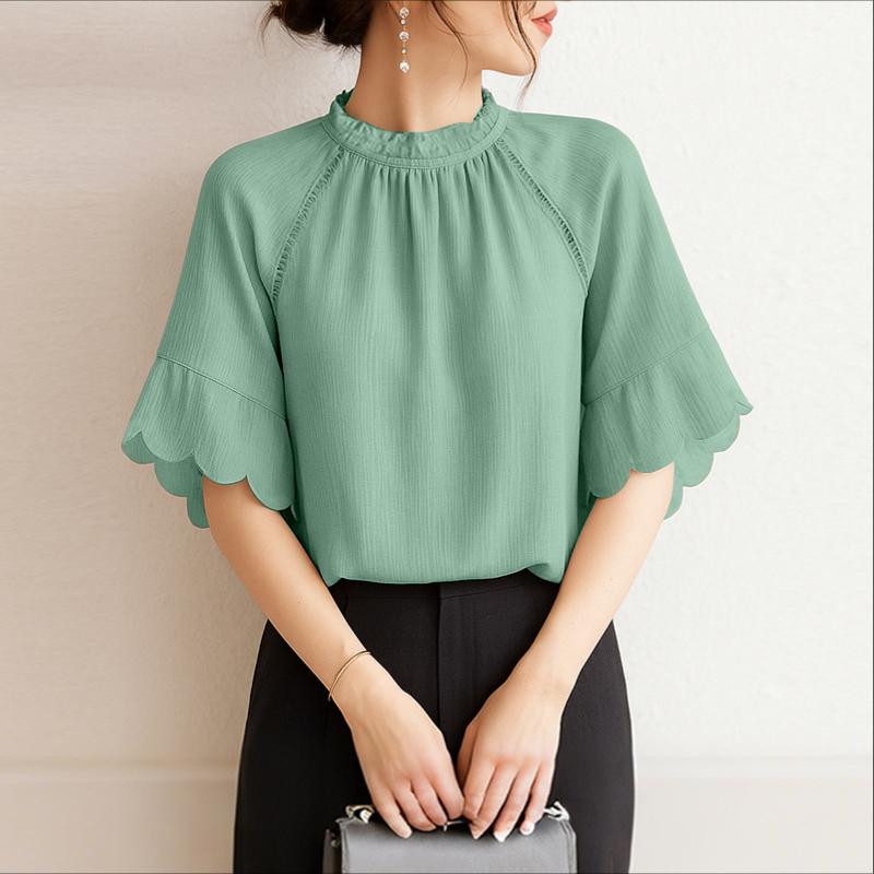 ZANZEA Women Round Neck Loose Casual Flare Half Sleeve Blouse