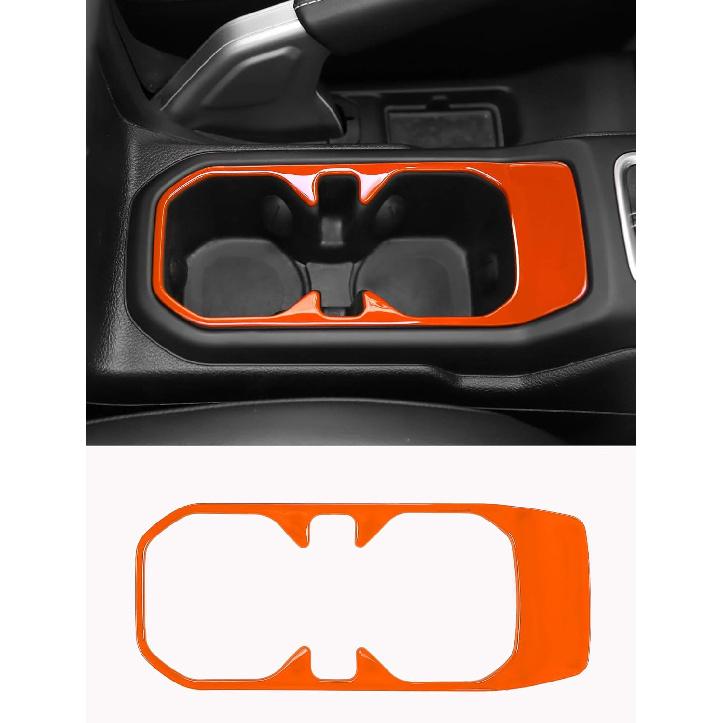 Savadicar Red Interior Accessories - Cup Holder Trim Cover for 2018-Present Jeep Wrangler JL JLU 4XE & Gladiator JT - Solid Color Interior Decor