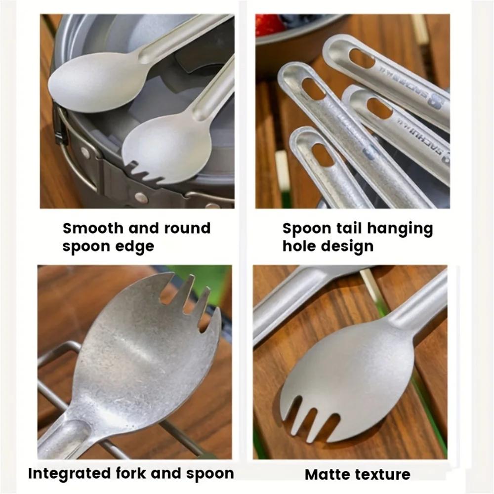 Camping Titanium Spork Spoon Outdoor Lightweight Fork Tableware Portable Picnic Hiking Travelling Ultralight Dinnerware 1PC
