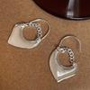Ins Fashion Niche Design Sense Modification of The Face Shape Earrings Female Glossy Simple Glossy Love Heart Tassel Earrings Ambience Back To School