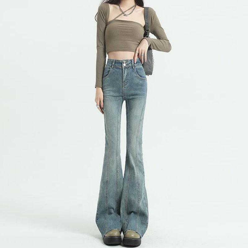 

Пэчворк двубортные джинсы с микроклешем для женщин S