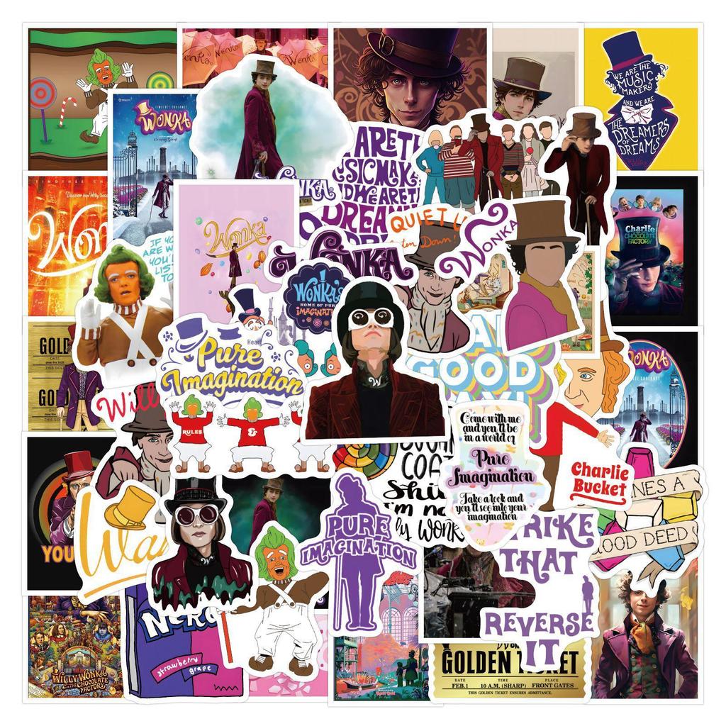 50 New Wonka Graffiti Stickers - Waterproof Decorations for Suitcases, Notebooks, and Water Cups