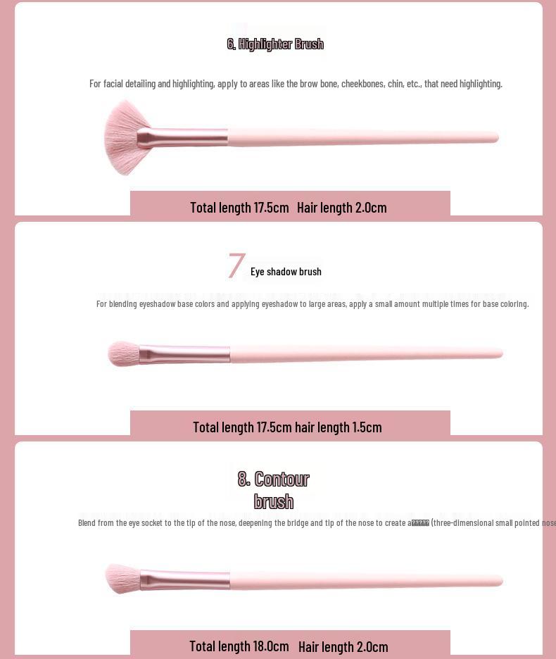 12-teiliges Make-up-Pinselset in zartem Rosa: Ideal für Puder, Rouge und Foundation