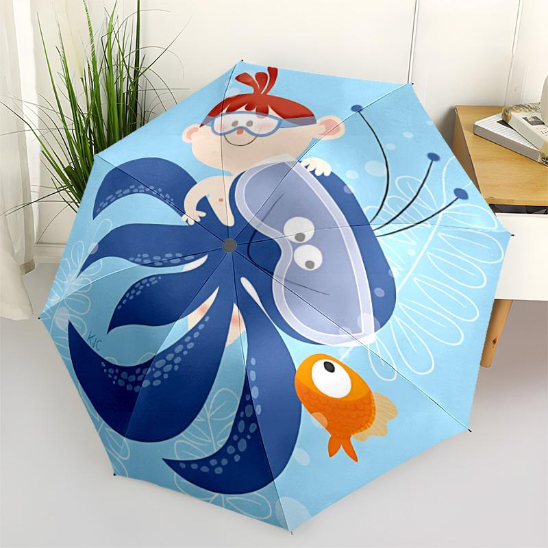 1PC Underwater Adventure Sea Exploration Automatic Folding Umbrella Automatic Open/Close, Automatic Folding, 8-Rib Durable Frame, Portable Travel
