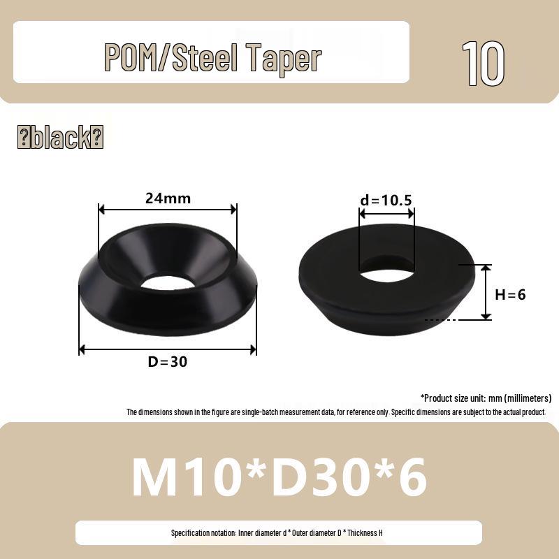 Black Wear-Resistant POM Nylon Steel Countersunk Insulating Washer M3-M6