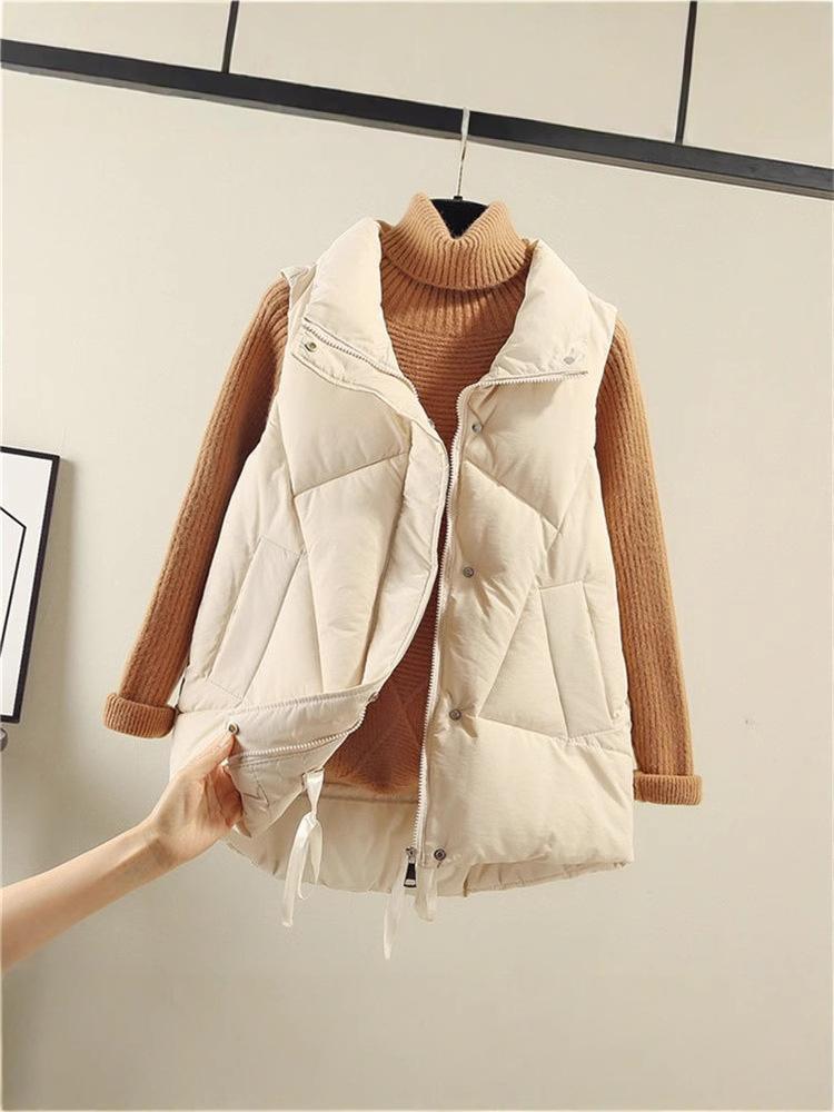 Cotton vest women's autumn and winter vest large size foreign versatile vest jacket European and American style short