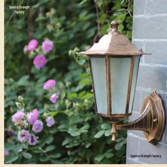 Sechseckige Retro-Außenwandleuchte, Wasserdichte LED, Antike Bronze-/Schwarze Oberfläche für Balkon-Dekoration