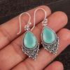 Aqua Chalcedony Gemstone 925 Sterling Silver Jewelry Earrings 1.9" Gift For Her EE-85-17