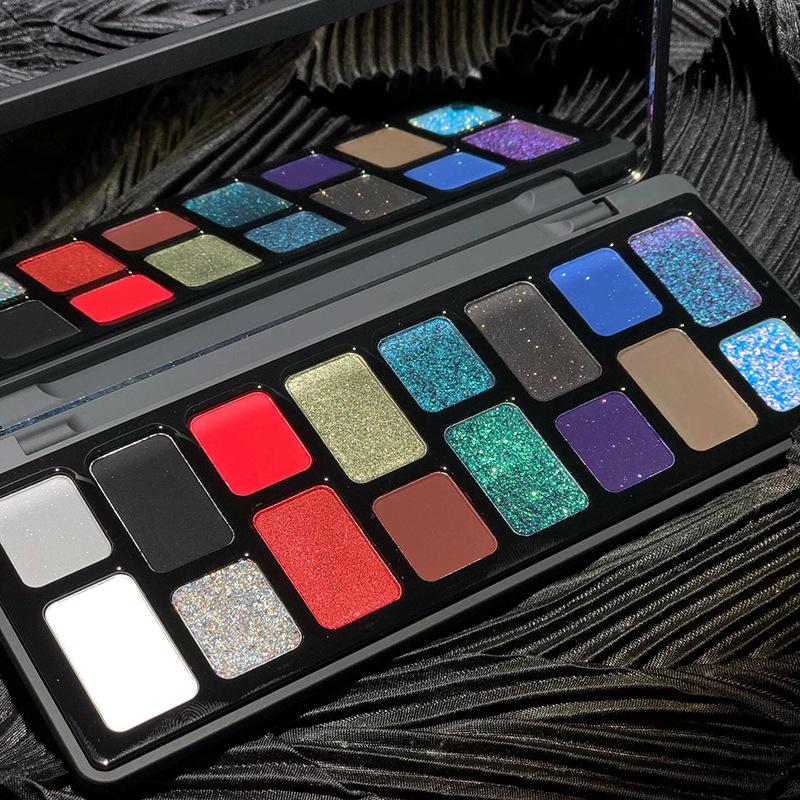 True Colors 16-Color Eyeshadow Palette: Matte, Shimmer, and Glitter for Cosplay, Stage, and Student Makeup.