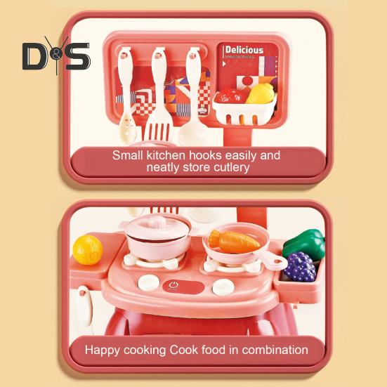 Kids Kitchen Play Set with 30Pcs Pretend Toys Role-playing Kitchen Set Develop Hands-On Skills Cooking Simulation Toys for Kids