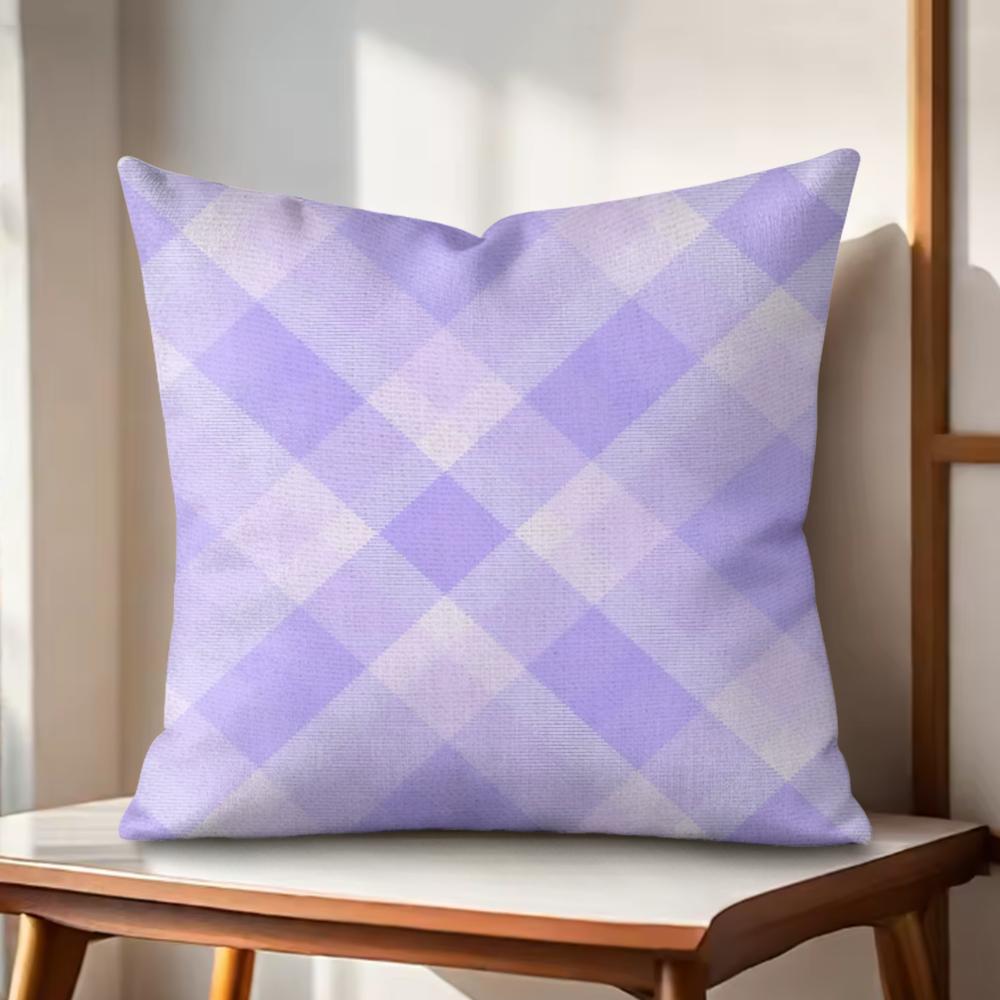 purple diamond pattern Cushion Cover Natural Linen Organic Fabric DoubleSided Printing Couch Pillow Covers Home Decor Gift