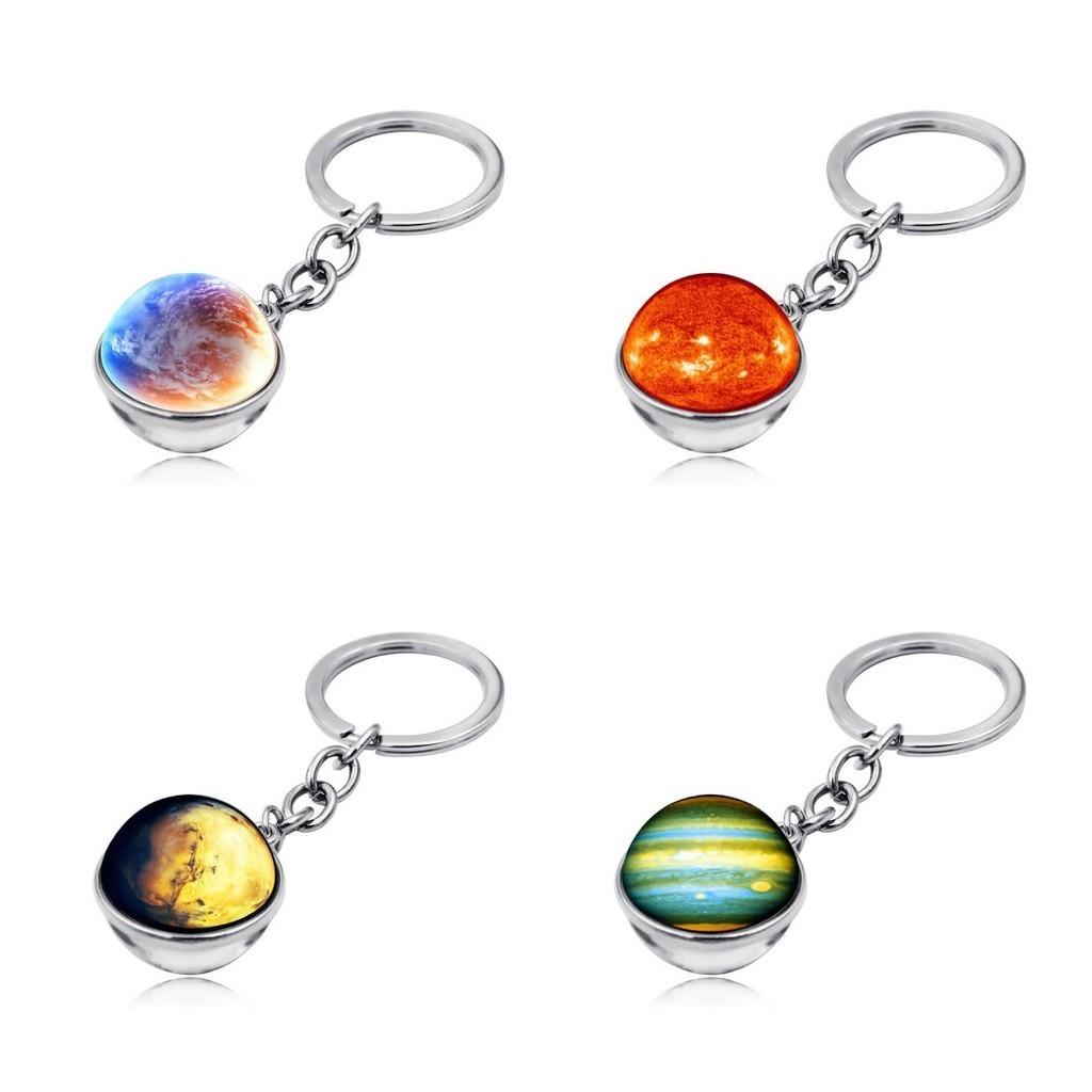 Elegant Zinc Alloy Universe Galaxy Planet Double-sided Glass Ball Keychain