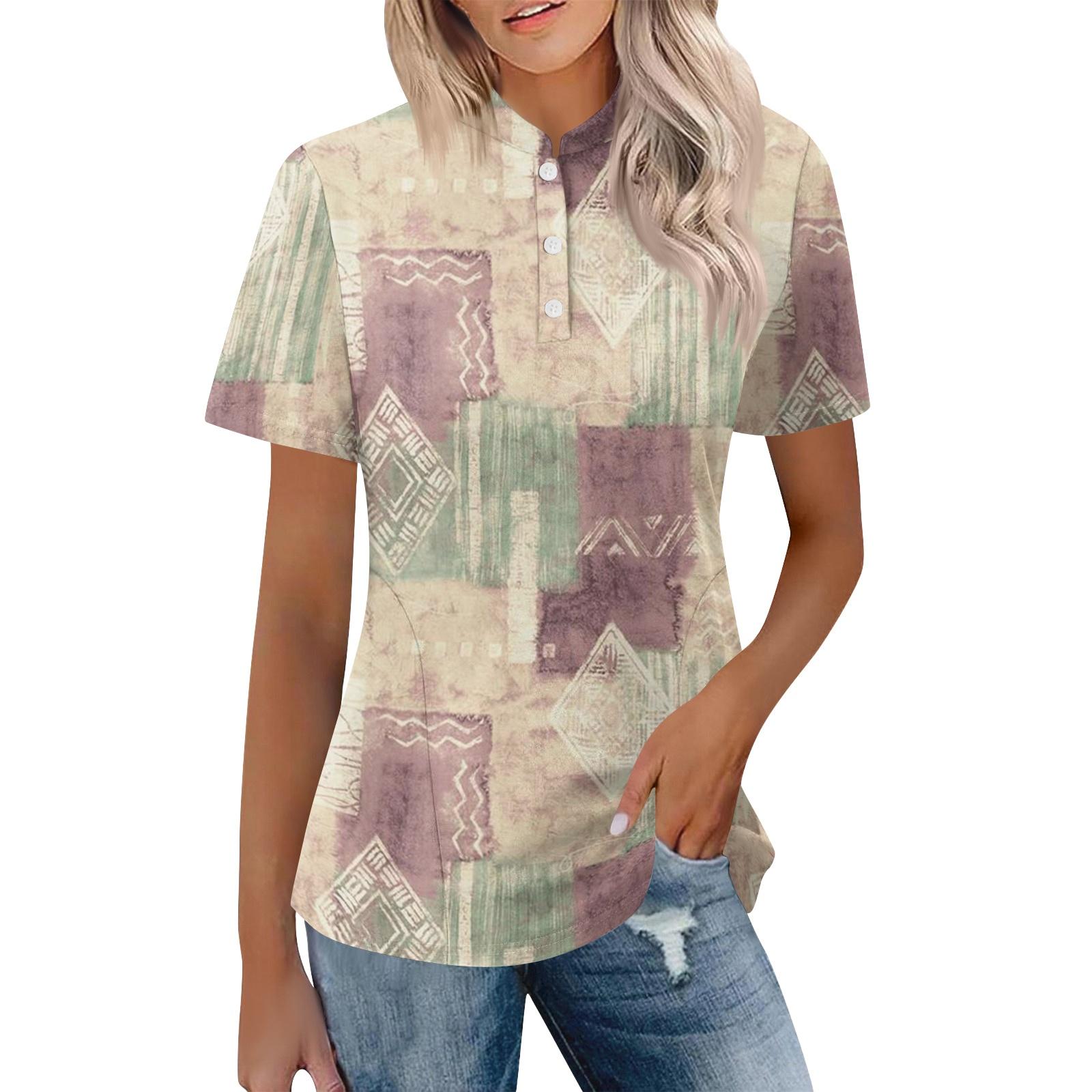 

Women Casual Polo Shirt Short Sleeve Loose Fit Button Up Neck Lightweight Comfortable Top for Everyday Wear M жёлтый