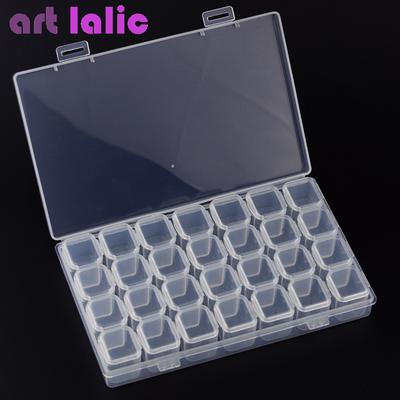 28 griglie scomparti separati scatola di immagazzinaggio vuota vetrina trasparente per gioielli con strass per nail art