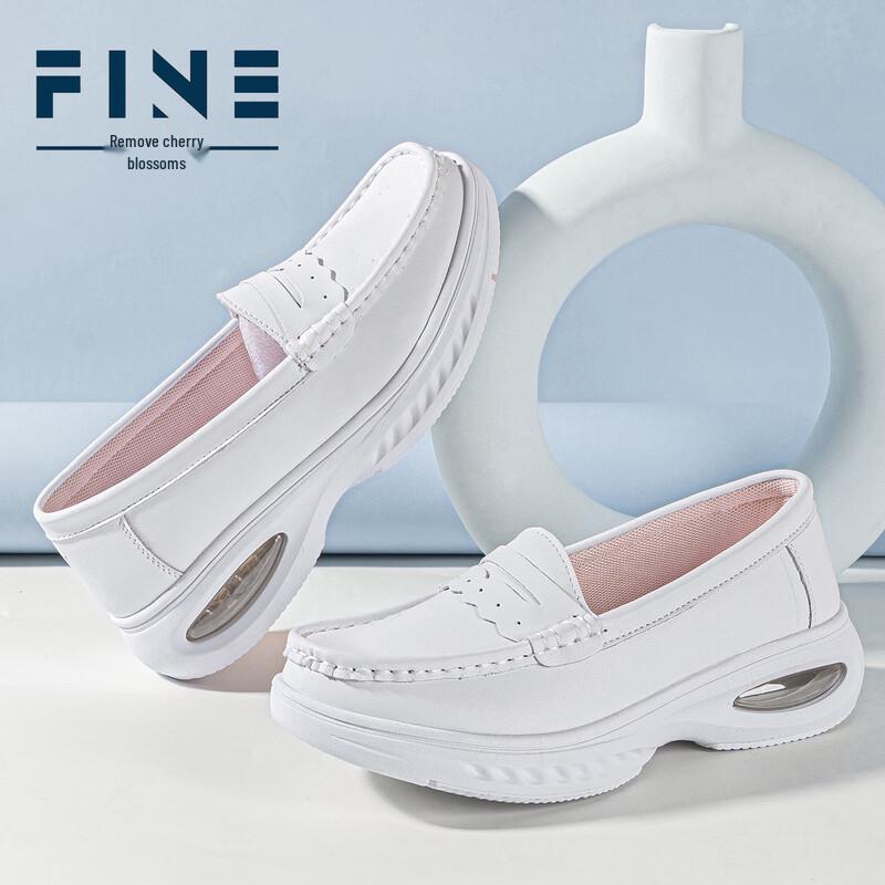 Women s Breathable Leather Slip-On Nurse Shoes 36