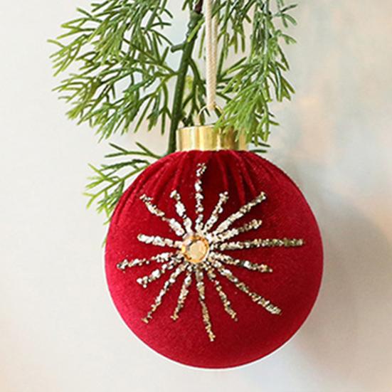 12 Pcs Velvet Glitter Christmas Ball Ornaments 3.15" Shatterproof Flocked Sequin Balls Christmas Tree Ornaments for Indoor Outdoor Holiday Party Decor