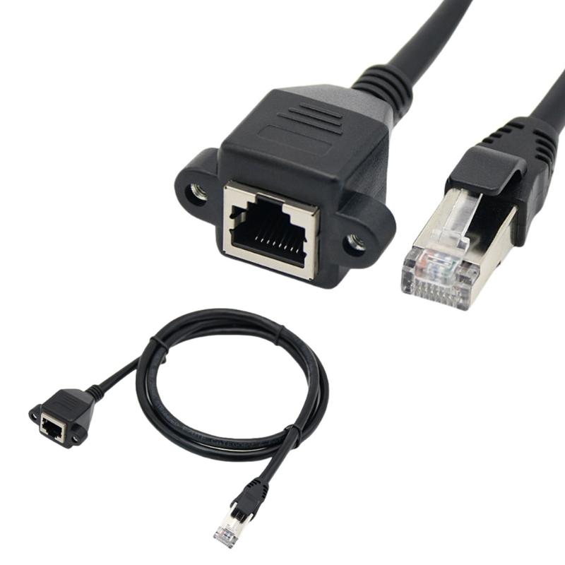 RJ45 Ethernet Extension Cable Cat6 Male to Female Shielded Screw Panel Mount Gigabit Internet LAN Networking Cable