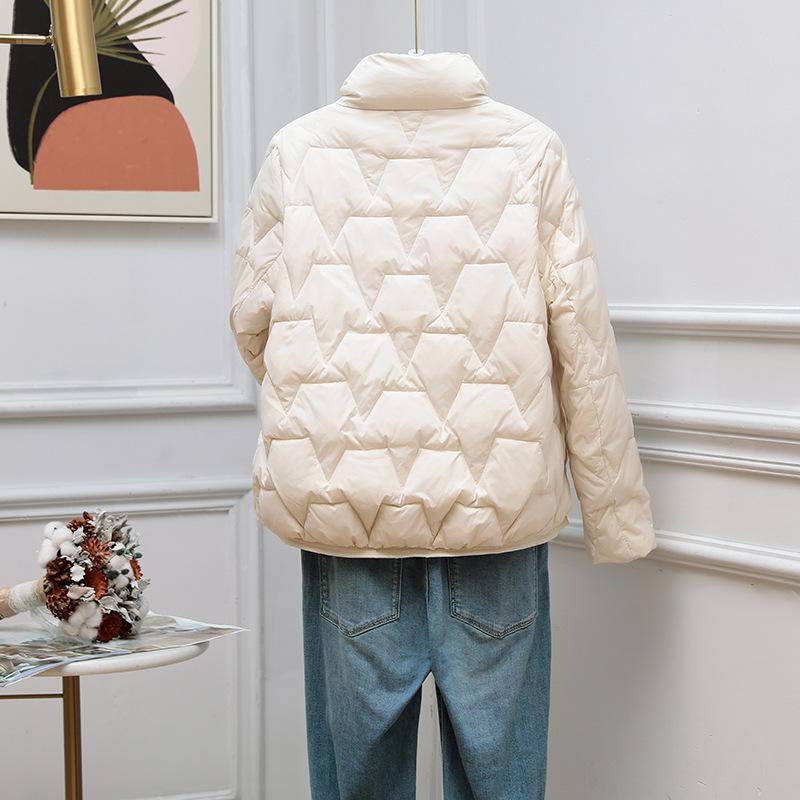 Light down jacket women's short new loose fashion stand-up collar white duck down small light jacket