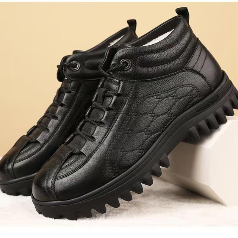 Neue Herren Baumwollschuhe und Fell integriertes Fleece verdickte High-Top Martin Stiefel Outdoor kältebeständig warm rutschfest Schneestiefel