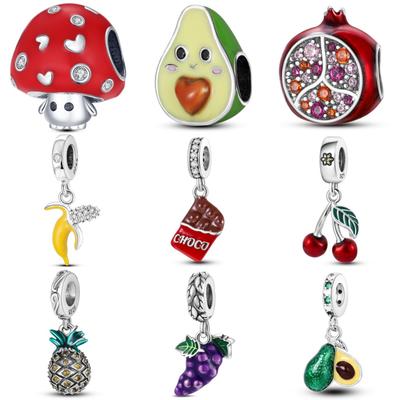 Copper Fruits And Vegetables Series Charms Beads Fit Original Fine Bracelets Diy Jewelry Gifts Accessory