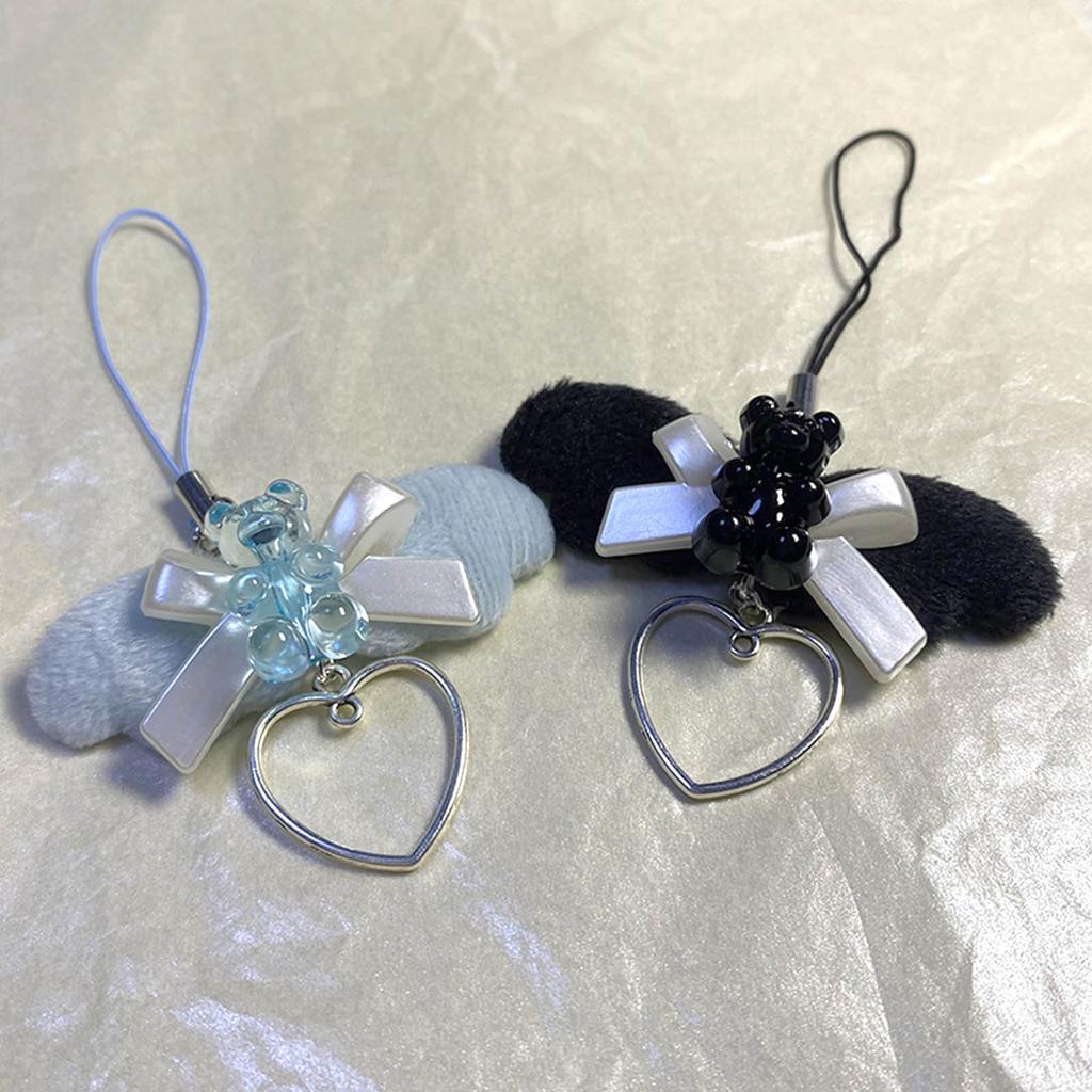 Cute Cellphones Strap Adorable Angel Wing Heart Phone Chain Vintage Keychains Pendant for Fashionable Individuals