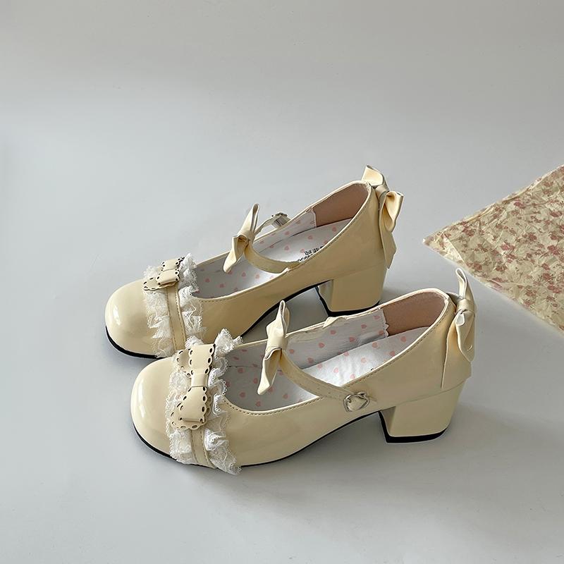 

Милые кружевные туфли Мэри Джейн JK для женщин, модные кожаные туфли с бантом-бабочкой, уличные женские туфли-лодочки для вечеринки 35 жёлтый