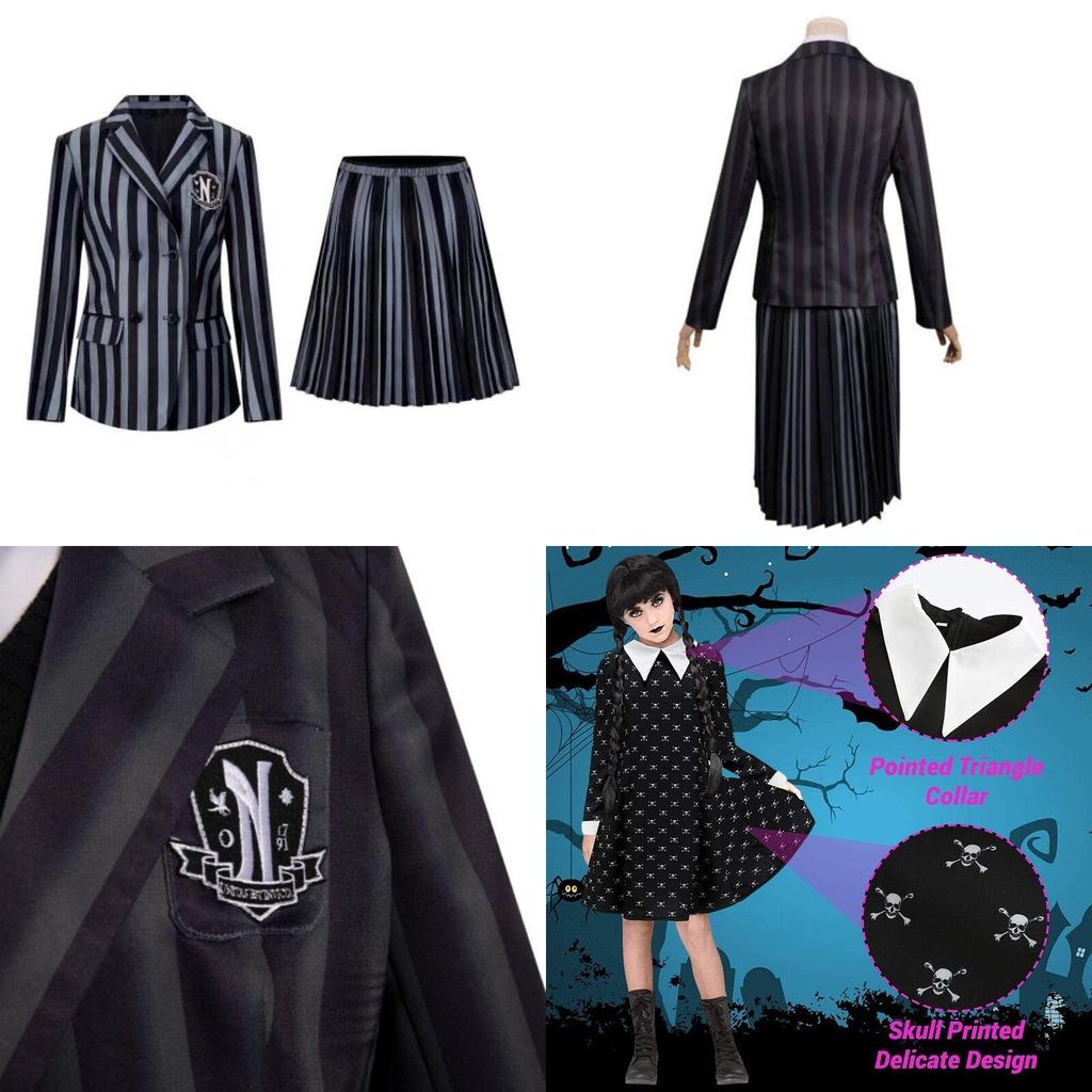 Wednesday Addams School Uniform Dress 100-110/120-130/140-150cm