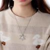 Women Silver Plated Christmas Gift Frozen Snowflake Necklace Rhinestone Crystal Pendant Chain